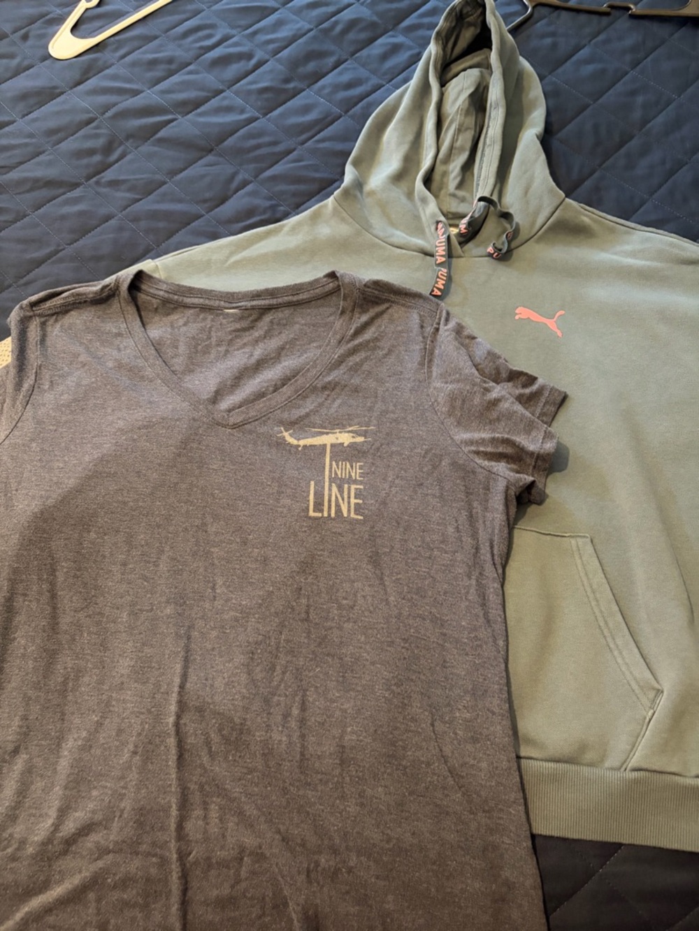 Puma Olive Green Hoodie with Pink Logo - Women's Short Sleeve Tee Bundle